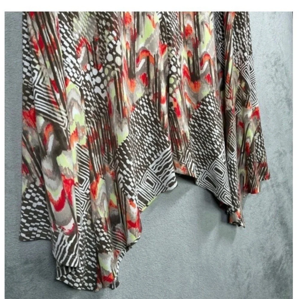 Chico's Handkerchief Hem Skirt Women 3 Abstract Indie Boho Lagenlook Stretch